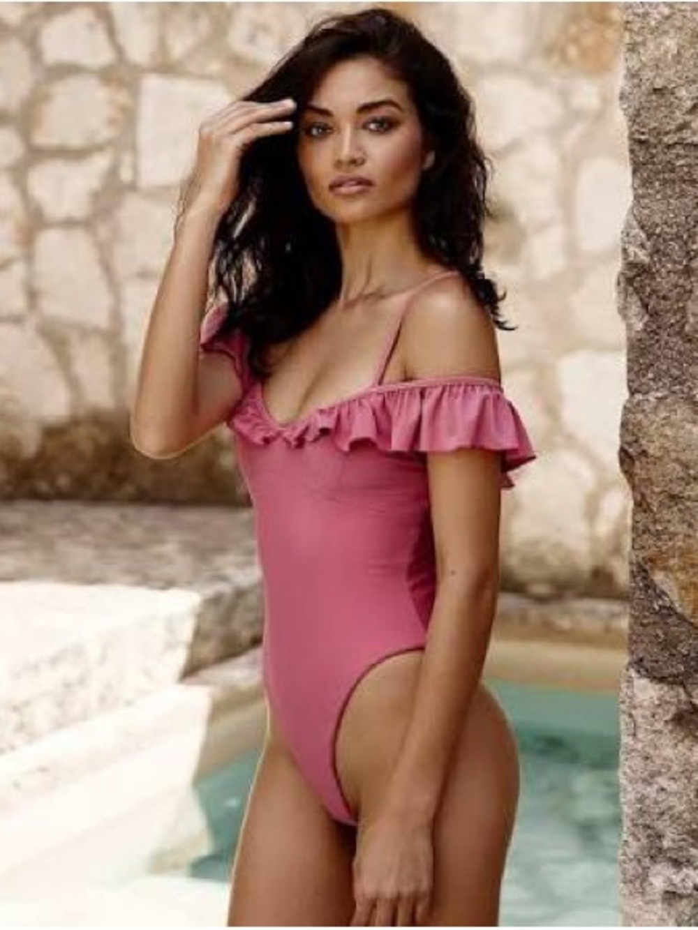 NWT Beach Bunny x Shanina Shaik Shanina Pink Ruffle One-Piece in Size Large